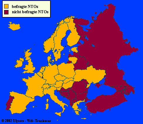 Web-Tourismus 2002: Befragte NTOs in Europa