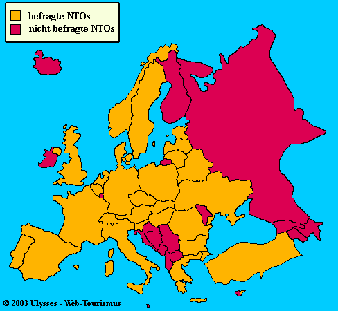 Web-Tourismus 2003: Befragte NTOs in Europa